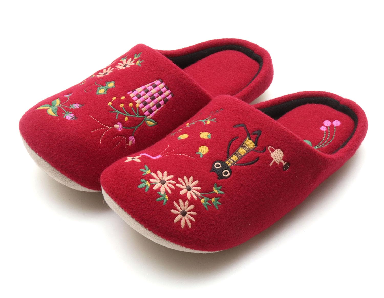 

ATSUKO MATANO MEME Сад Чарльза Тапочки Матано Ацуко Милые и Стильные Комнатные [Вышитые Тапочки, Обувь] (красный)