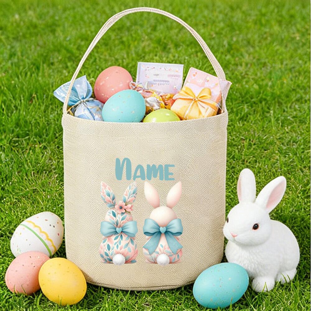 

Personalized Easter Basket for Kids Custom Name Easter Egg Hunt Basket Toddler Egg Hunt Storage Bag Kids Easter Gift