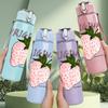 1PC Original Strawberry Fruit Print 750ml Color Plastic Sports Water Bottle Leakproof Flip Straw Lid Suitable for Sports Office Home Use