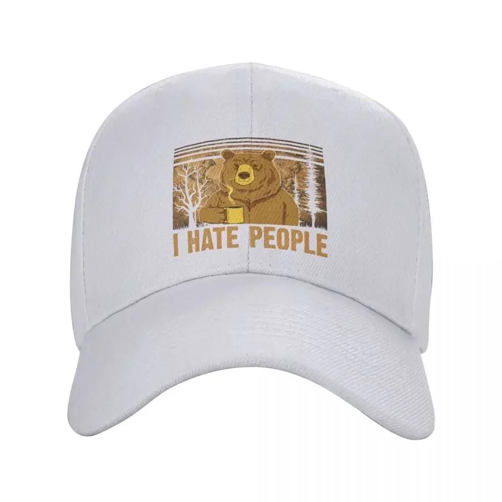 Fashion Camping Bear I Hate People Baseball Cap Women Men Custom Adjustable Unisex Dad Hat Spring Snapback Caps