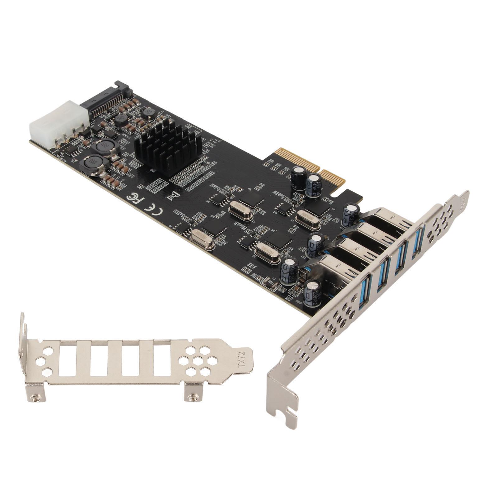 

4 Port USB 3.0 PCIE Card 4 Dedicated 5Gbps Channels Support UASP SATA LP4 Power PCI Express Adapter