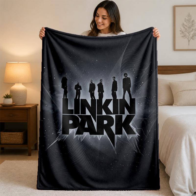 Linkin Park Druck Flanelldecke Gemütliche Leichte Plüschdecke für Bett Sofa Haushalt
