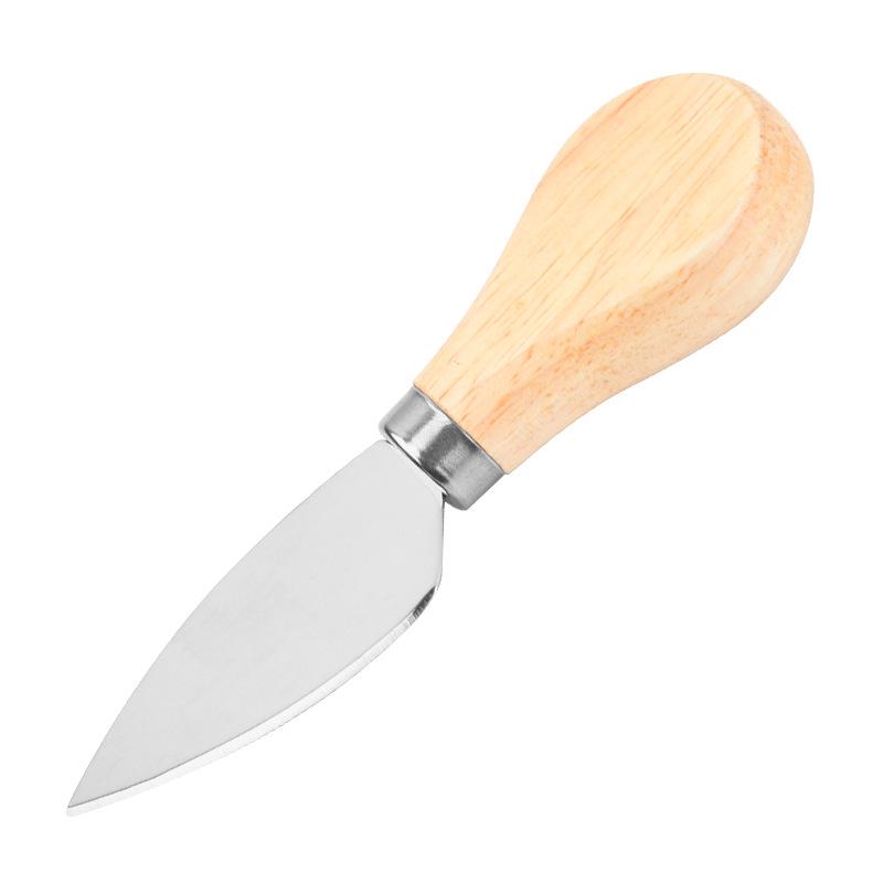 4-Piece Cheese Knife Set with Wooden Handles - Stainless Steel Cheese & Butter Knife Fork Set for Baking