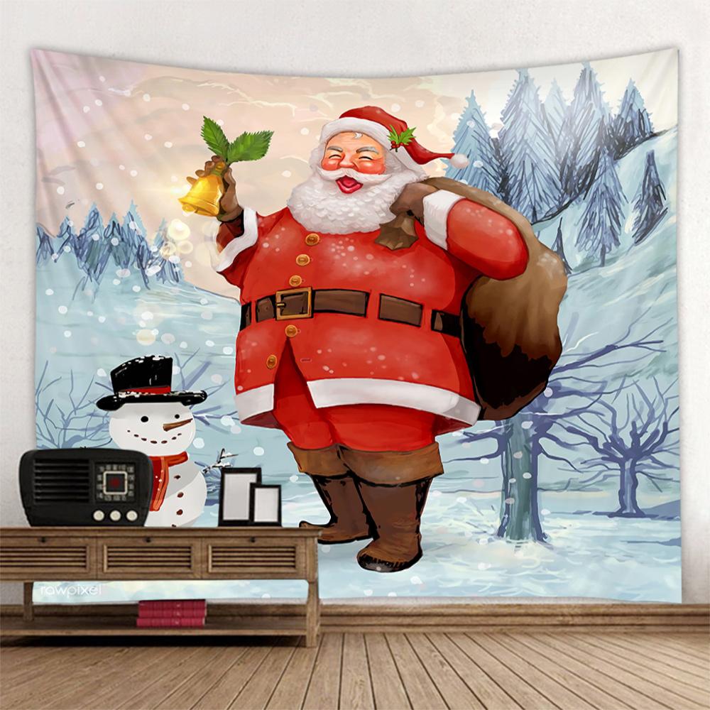 Christmas tapestry Santa Claus Christmas tree snow view, home holiday decorations, Christmas gifts wall hanging cloth