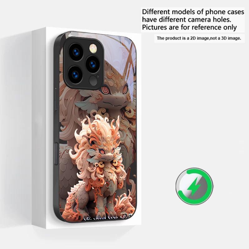 Kirin with Flowing Hair Suitable For iPhone 16E 17 Pro Max 15 Pro 14 13 Plus 12 Mini 11 16 Air 17Pro Magnetism Glass Phone Case