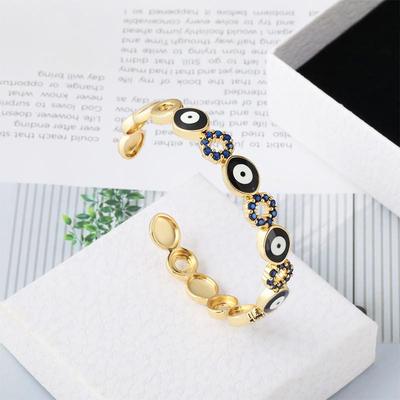 European and American Style Colorful Zircon Oil Dripping Zircon Geometric Devil's Eye Open Bracelet