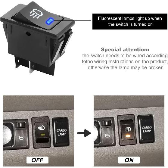Fog Light Toggle Rocker Switch, 12V 35A 4 Pin SPST ON Off LED Fog Light Rocker Switches, Universal Automotive Rear Front Fog Lamp Toggle Switch for