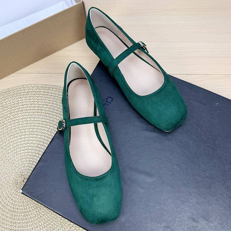 Fashion Flat Shoes for Women 2025 Square Toe Shallow Mouth Suede New Mary Jane Shoes Large Size Women's Shoes 42 43 44 Zapatos