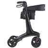 Rollator Walker with Seat for Seniors, Foldable Lightweight Rolling Walker, Carbon Fiber Mobility Walking Aid with 8" Solid PVC Wheels and Adjustable