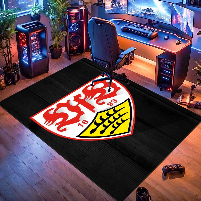 VfB Stuttgart Football Club Logo Area Rug, Non Slip Floor Mat for Living Room Game Room Soccer Fan Home Decor
