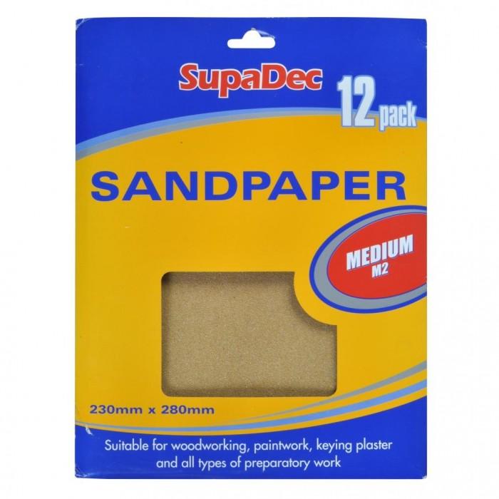 SupaDec General Purpose Sandpaper - Medium (Pack Of 12)