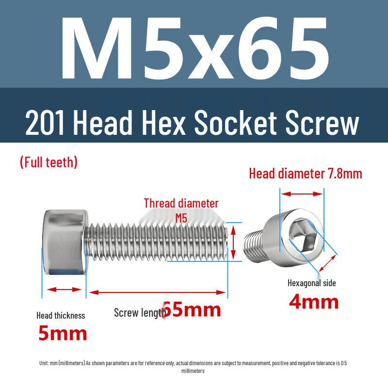 Yigu 201 Stainless Steel Cup Head Hexagon Screws and Bolts - M3, M4, M5, M6