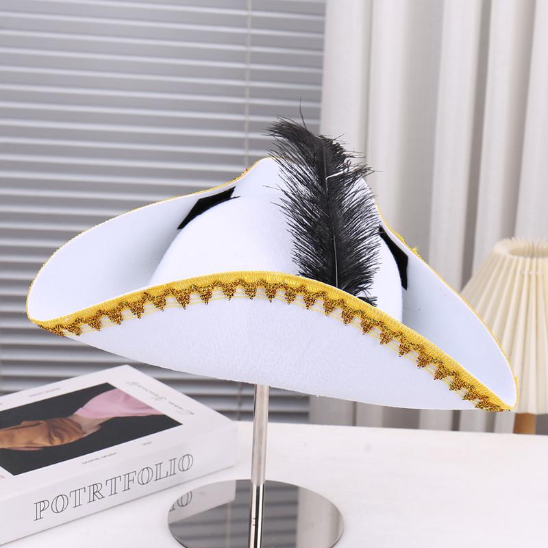 Retro Creative Feathers Pirate Hat Cosplay Pirate Cap Captain Hats Halloween Carnival Party Costume Props Holiday Gifts