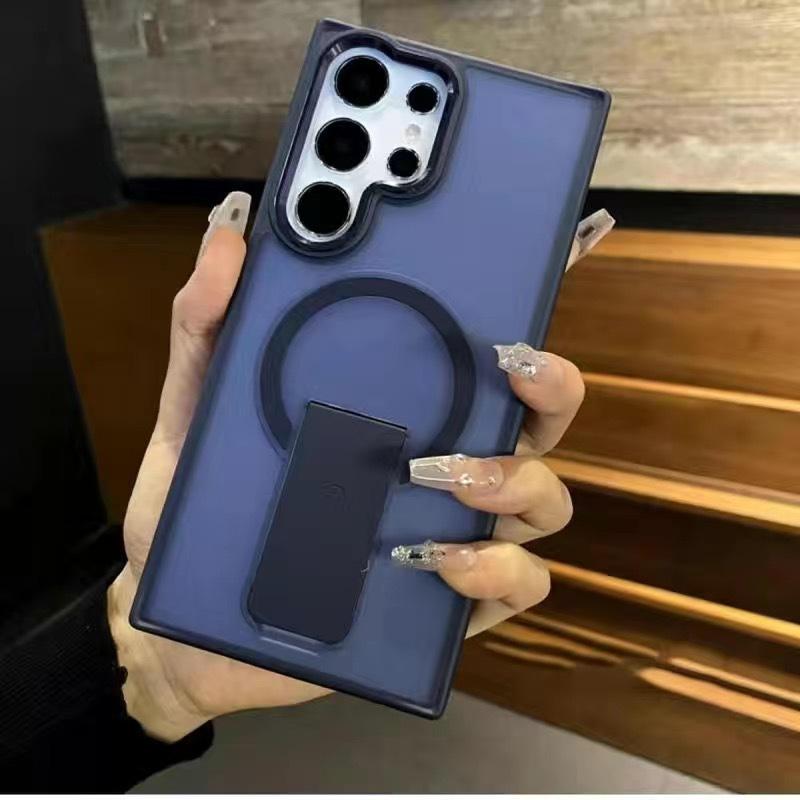 Suitable for Samsung S25ultra Mobile Phone Case Matte Bracket Magnetic Suction S24ultra Protective Case S23 New Anti Slip