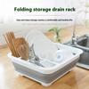 Kitchen Foldable Dish Rack Storage Water Leakage Tableware Bowl Dinnerware Drain Bowl Tray Home Drying Rack Washable Plastic