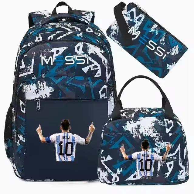 3-delige Schoolrugzakset voor Studenten Grote Capaciteit Oxford Stof Schooltas met Schouderband en Etui 3 piece set bruin