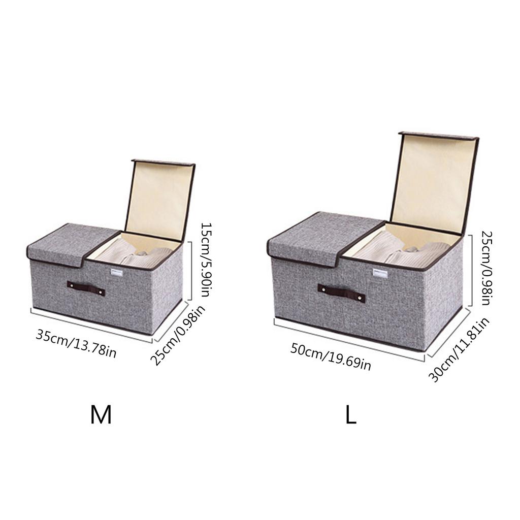 Foldable Cotton Linen Storage Box Convenient Double Lid Underwear Organizer Clothing Container for Home Organization