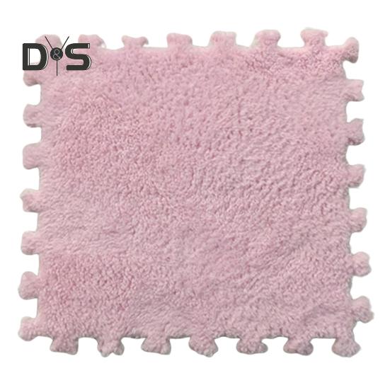 

Плюшевый ковер-пазл, блокирующийся напольный коврик, самодельная нескользящая ковровая плитка, детский игровой коврик для гостиных, спален, игровых комнат, детских комнат 30 cm розовый