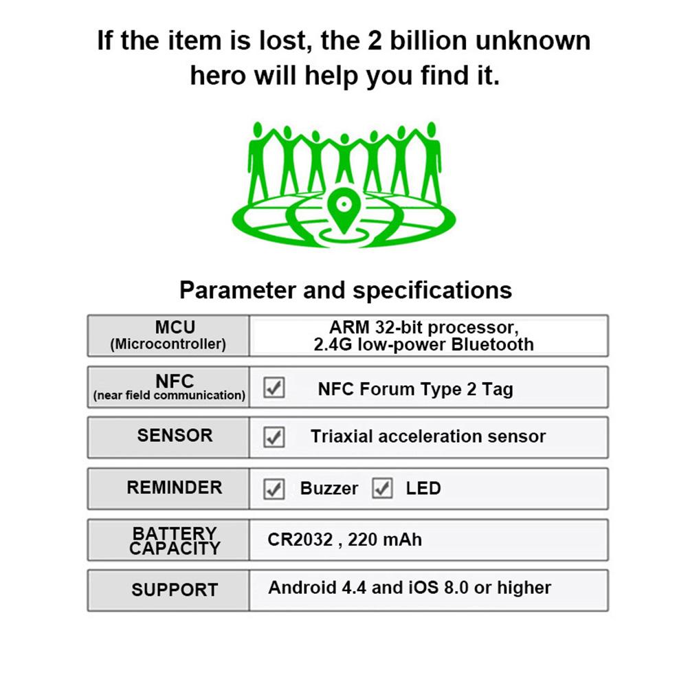 Квадратний міні-GPS-трекер, сумісний з Bluetooth 5.0, розумний GPS-трекер з ремінцем, GPS-локатор для дитячої сумки, гаманця для Android iOS
