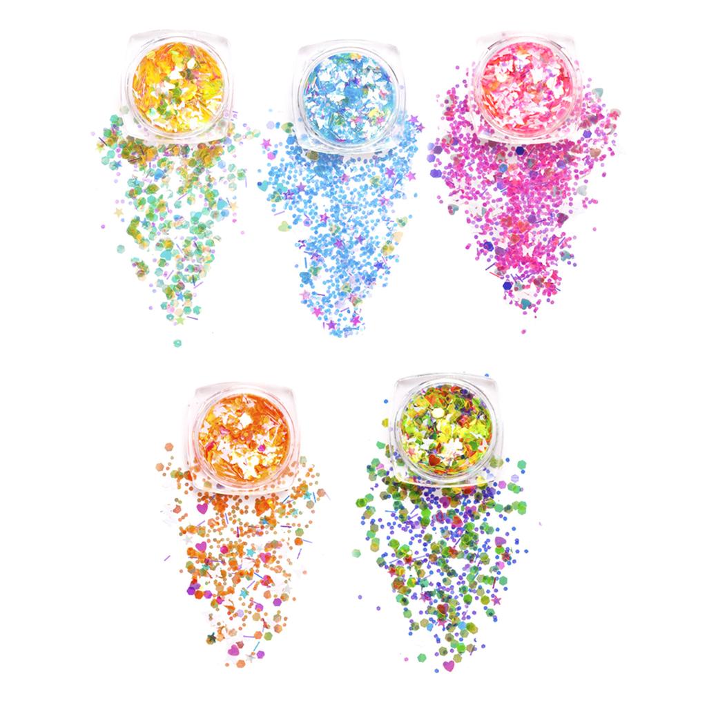12Pcs Reflective Nail Art Powder Mixed Glitter Sequins Glitter Pigment Nail Crystal Sequins Nails Art Decoration