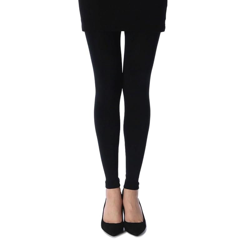 

[Fukusuke] daily satisfaction Warm brushed lining Fleece lining leggings 1 pair 10 minute length 160 denier equivalent Fukusuke ladies 090-4201 black