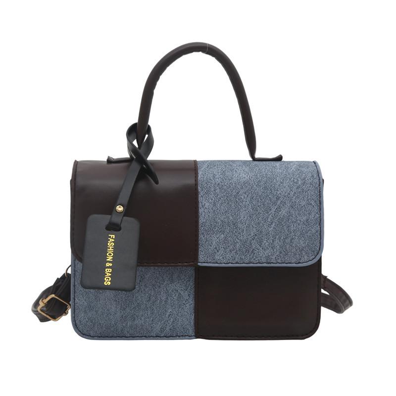 Fashion Splicing Texture Small Square Bag for Women Trendy Shoulder Crossbody Handbag KTB