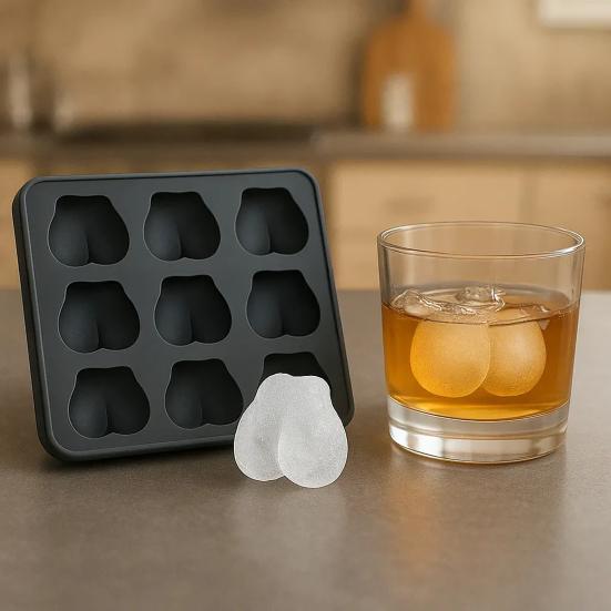Skull Ice Mold Butt Silicone Ice Cube Mold 6-Cell BPA-Free Ice Cube Maker Dishwasher Safe Ice Mold for Whiskey Cocktails Juice