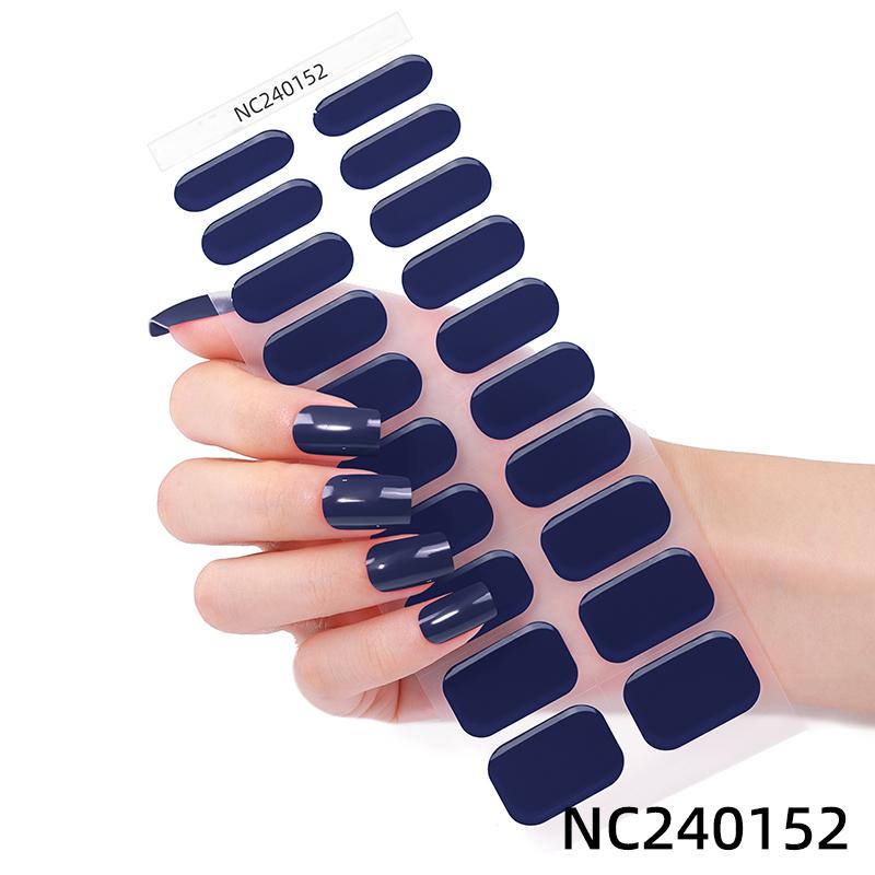 Hot Sell Custom Logo HEMA-Free Gel Polish Nail Stickers New Solid Color Styles Semi Cured Gel Nail Wraps 20 Gel Nail Strips