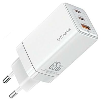 USAMS Land. Network. 2Xusb-C+1Xusb 65W(OnlyHead) Gan Pd3.0 +Qc3.0 Fast Charging White/White Sandru Series Cc180Tc02 (Us-Cc180)