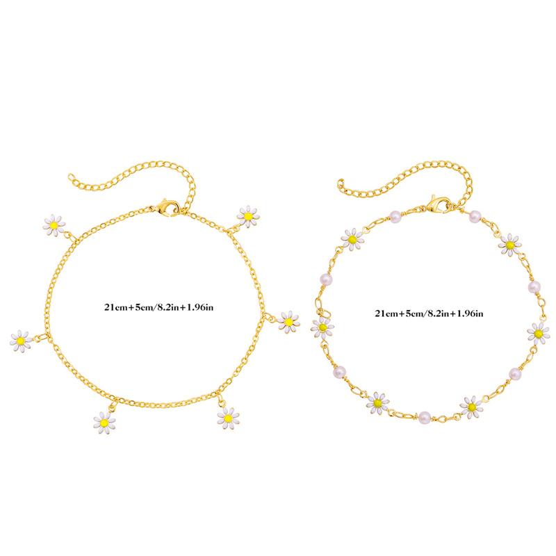 Vintage Enamel Daisy Flower Anklets for Women Turkish Blue Evil Eye Ankle On the Leg Bracelet Summer Beach Travel Jewelry Gift
