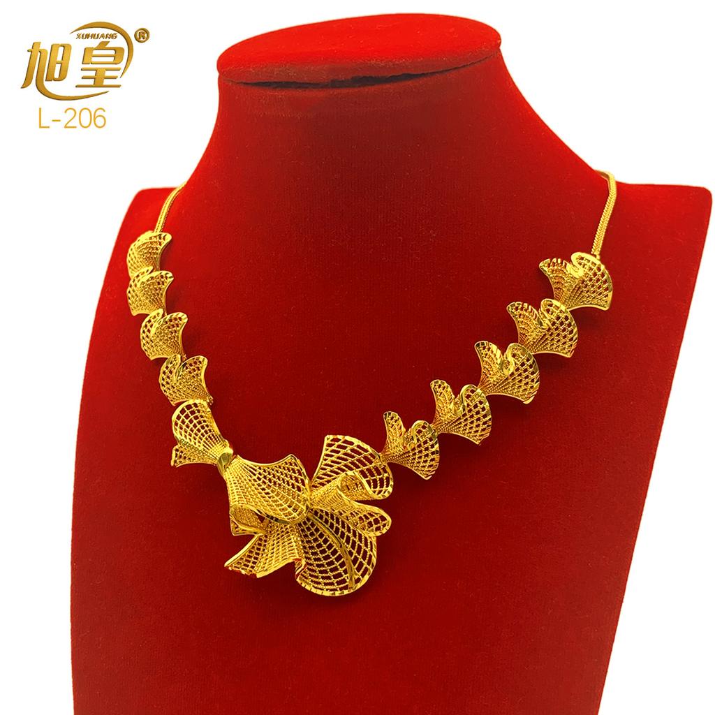2026 Flower Necklace Earrings Set Dubai India Nigeria Gold Plated Ladies Wedding Jewelry