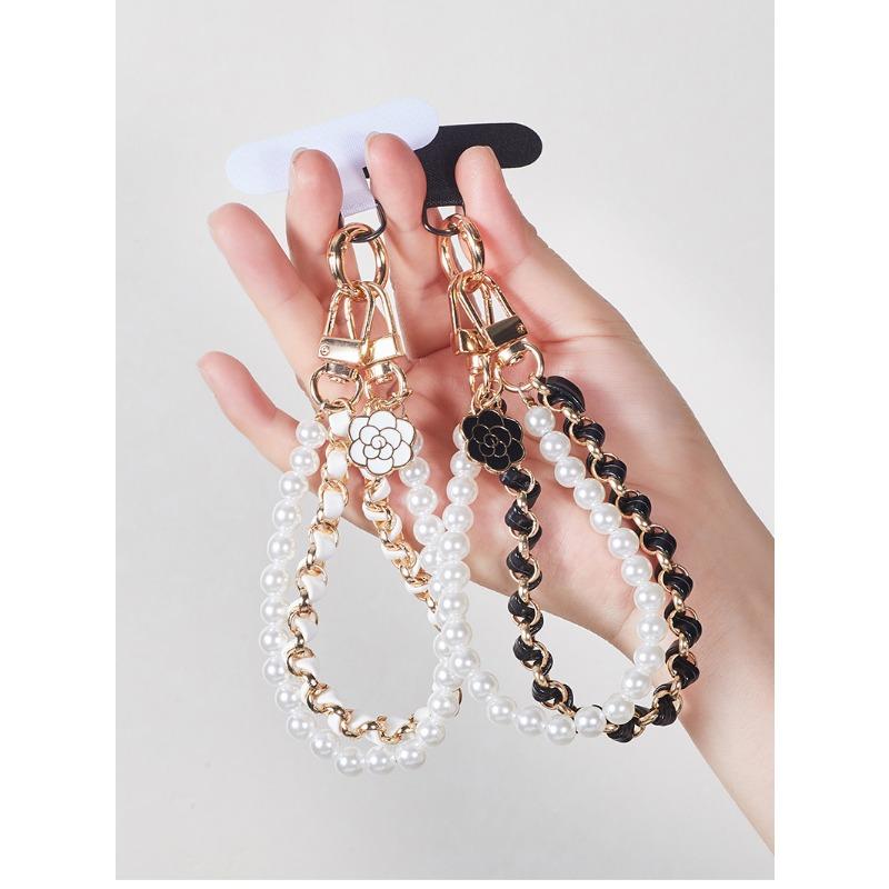 Women Fashion Pearl Wrist Mobile Phone Lanyard Chain Accessory