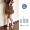 Women's Plus Size Brown Suede Hip-Hugging Short Skirt - Retro Designer Style for Spring and Autumn