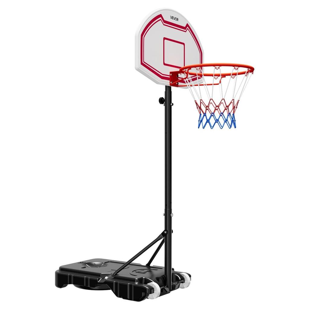 Portable Basketball Stand, 1.6 to 2.1m Height Adjustment Basketball Hoop & Goal, Kids Adjustable Basketballs Hoop with Nylon Net & Rolling Wheels,