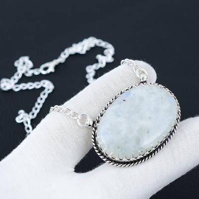 Naszyjnik z kamieniem księżycowym Rainbow Moonstone, naturalny naszyjnik z kamieniem księżycowym 925 ze srebra próby 925 na prezent ślubny, naszyjnik dla kobiet