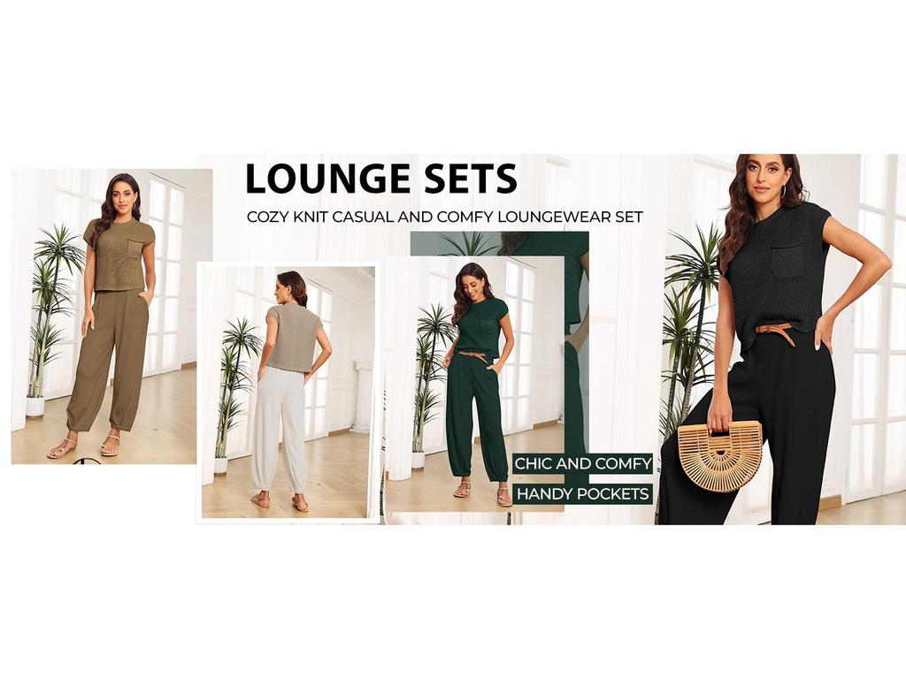 2023 Women's Two-Piece Casual Knit Sweater Set - Short Sleeve, Comfortable Fashion Outfit