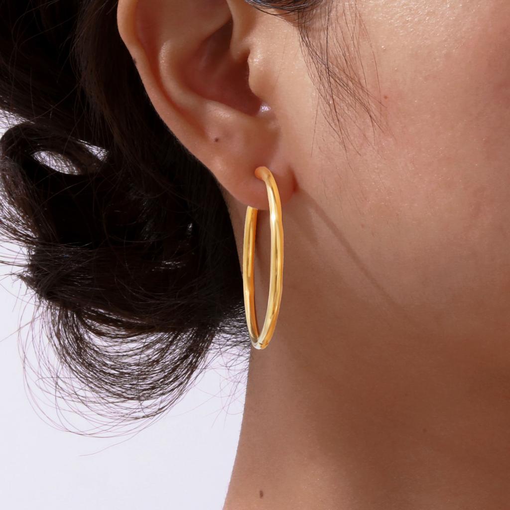Vintage Metal Big Round Hoop Earrings for Women,Statement  Dangle Earrings,Stainless Steel Gold Plated Earring Jewelry Gifts