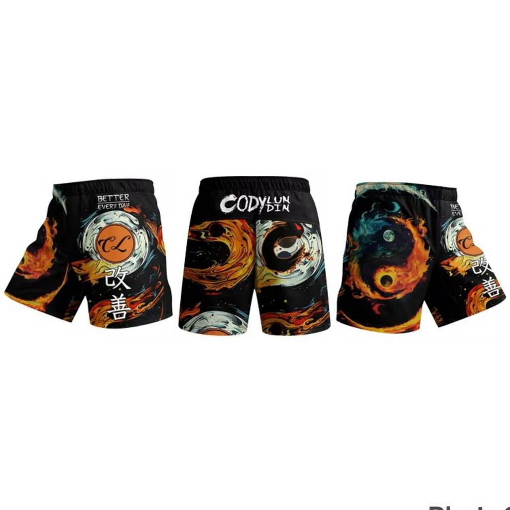Gym MMA Muay Thai Kickboxing Boxing Fitness Print Shorts Elastic Waist Training Unisex Men Women Fight UFC Martial Art Fitness Training Sport Workout