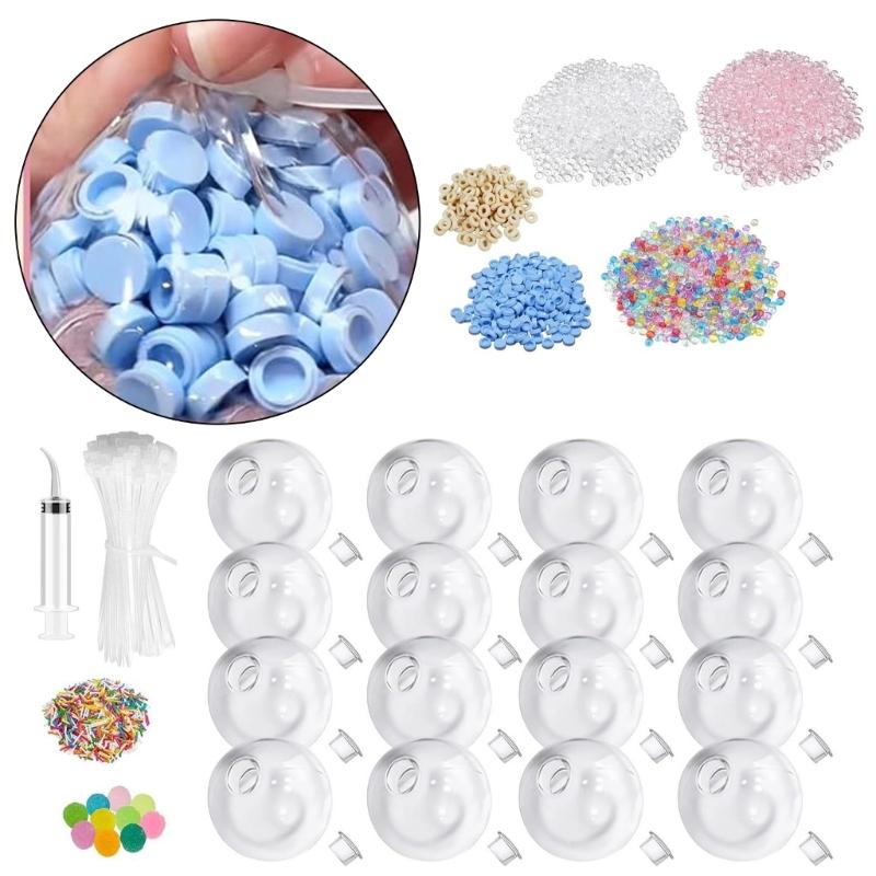 Make Your Own Stress Balls Set, 16 Empty Clear Balls with Soft Additions, Fill Tube and Closures for DIY Play, Group Projects and Event Bags