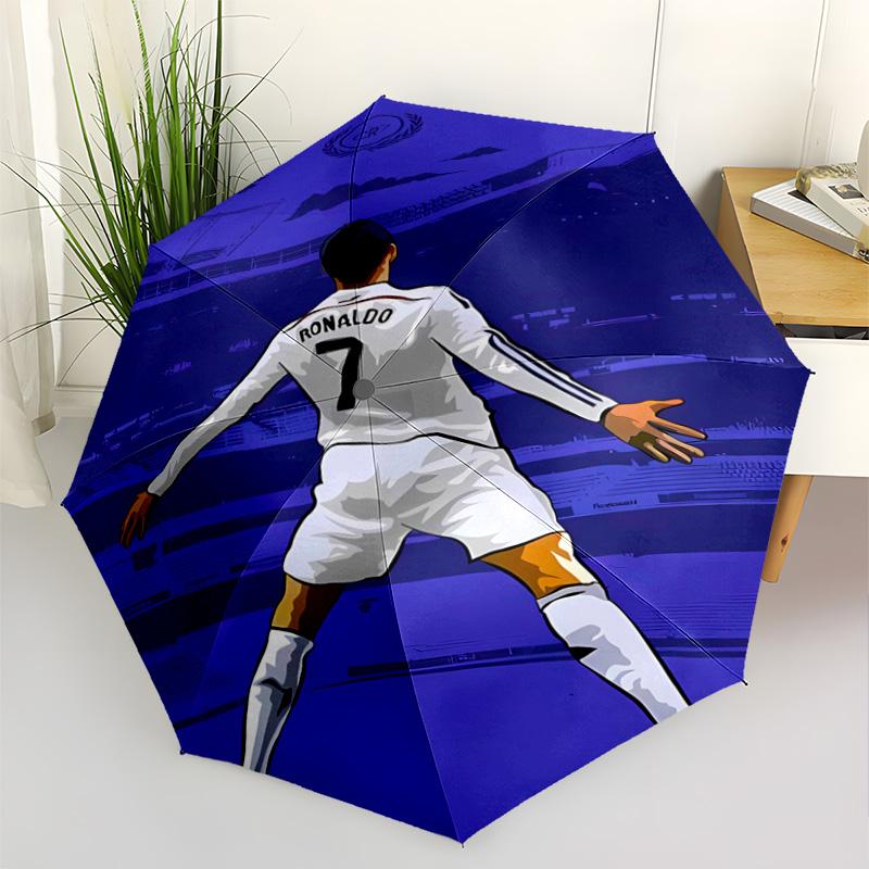 Ronaldo's Iconic Number Seven Automatic Umbrella Compact & Durable 8-Rib Design Foldable Design All-Season Umbrella for Travel Fashionable