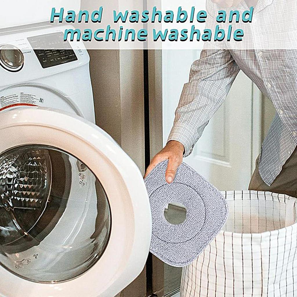 4-Piece Square Microfiber Mop Head Replacement Pad Squeeze Automatic Separation Spin Cleaning Floor Mop Pads for Cleaning Mops