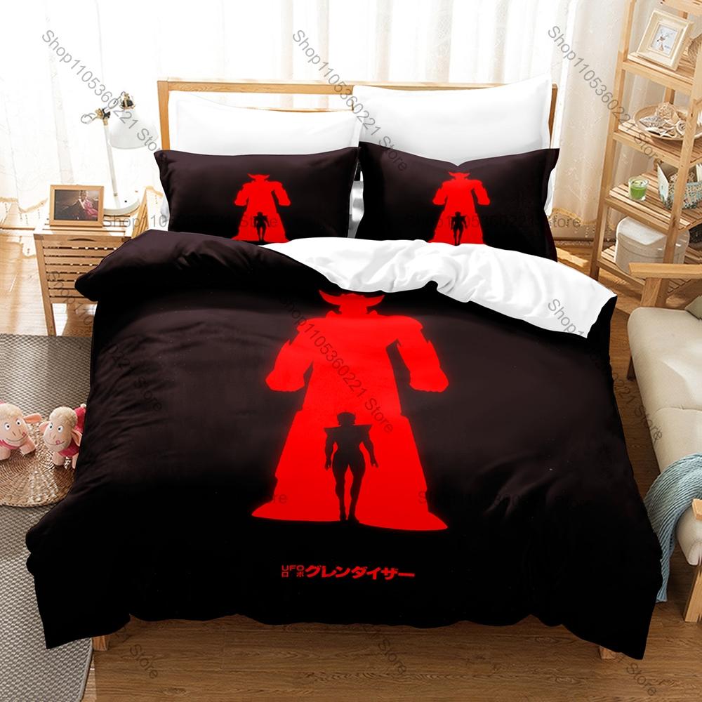 Cool Classic Robot Grendizer Bedding Set 3 Piece Duvet Cover Set Vintage Kpop Bed Linen for Bedroom Decor for Boys Bedroom Decor