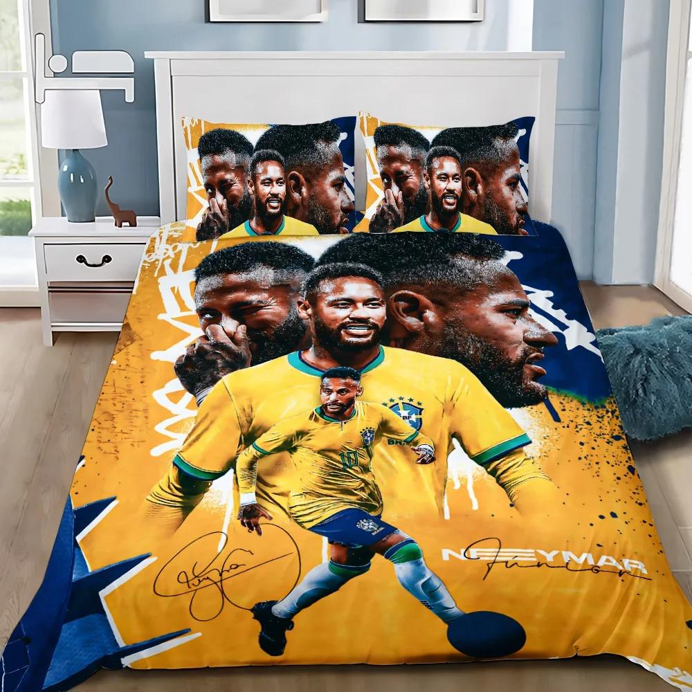 Povlak na peřinu a povlak na polštář Fotbalová hvězda Neymar Povlečení pro dospělé Chlapce Dívku Dekorace ložnice Jednolůžko Dvojlůžko Plná Velikost Královská Velikost