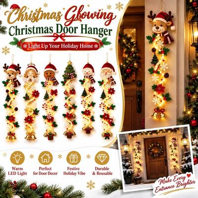 Estilo Árbol de Navidad Colgador de Puerta de Navidad Brillante Luz Colgante de Pared para Porche Delantero