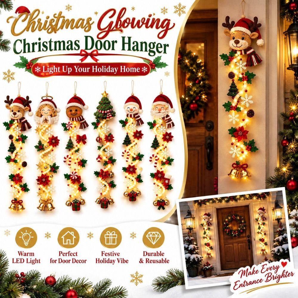 Christmas Tree Style Christmas Glowing Christmas Door Hanger Lighted Wall Hanging Front Porch