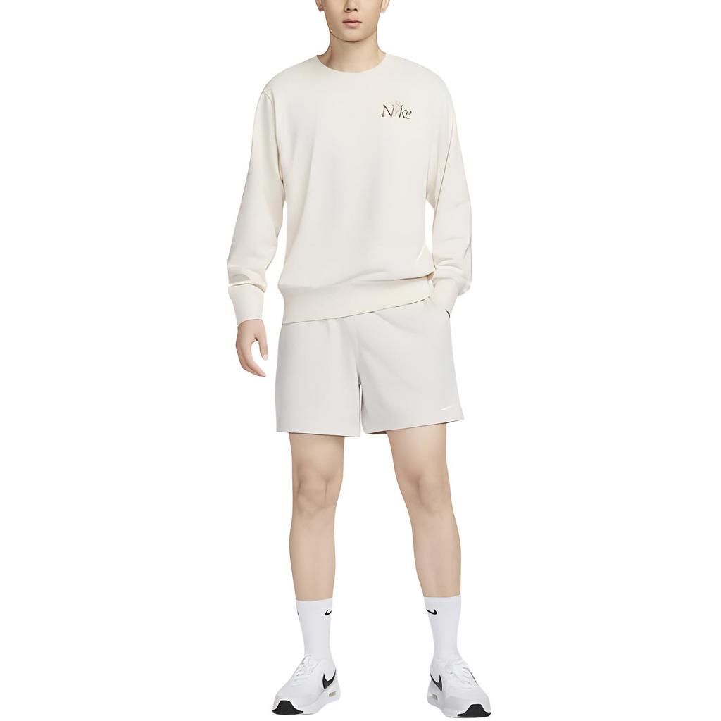 Nike Club Casual Comfortable Round Neck Versatile Sweatshirt Men Sweatshirt Off-White IB8234-901