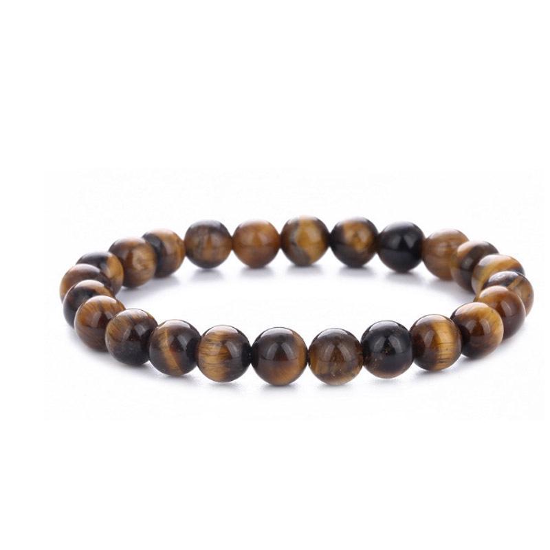 Introducing: Elegant Tiger Eye Stone Big Crown Bracelet with Agate Frosted Beads - European and American Fashion Statement Jewelry.