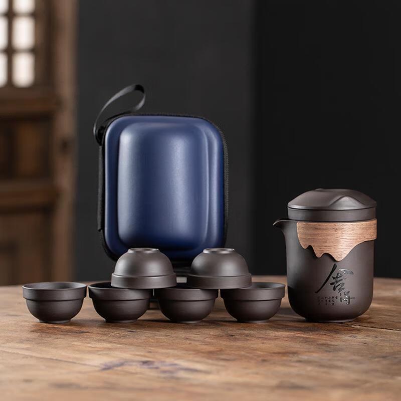 ZhuiJia Purple Clay & Glass Travel Tea Set
