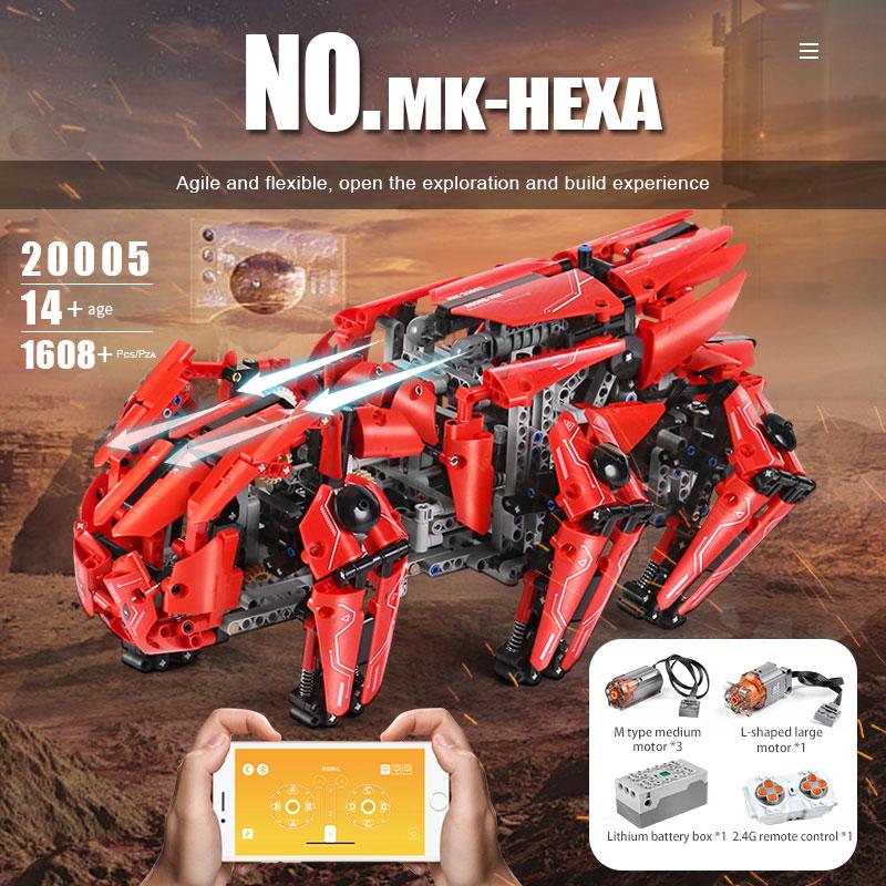 MOULD KING 20005 Technické stavební bloky APP Dálkové ovládání Robot Motorizovaný Walking Tank Model Cihly Dětské Hračky Vánoční dárek