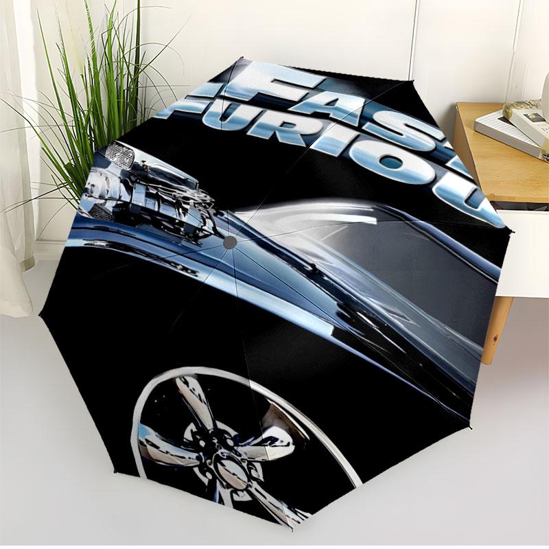 Fast & Furious Print Automatic Open Close Umbrella, Portable Foldable Umbrella, for Outdoor Commute Camping Trip, Ideal Birthday Gift